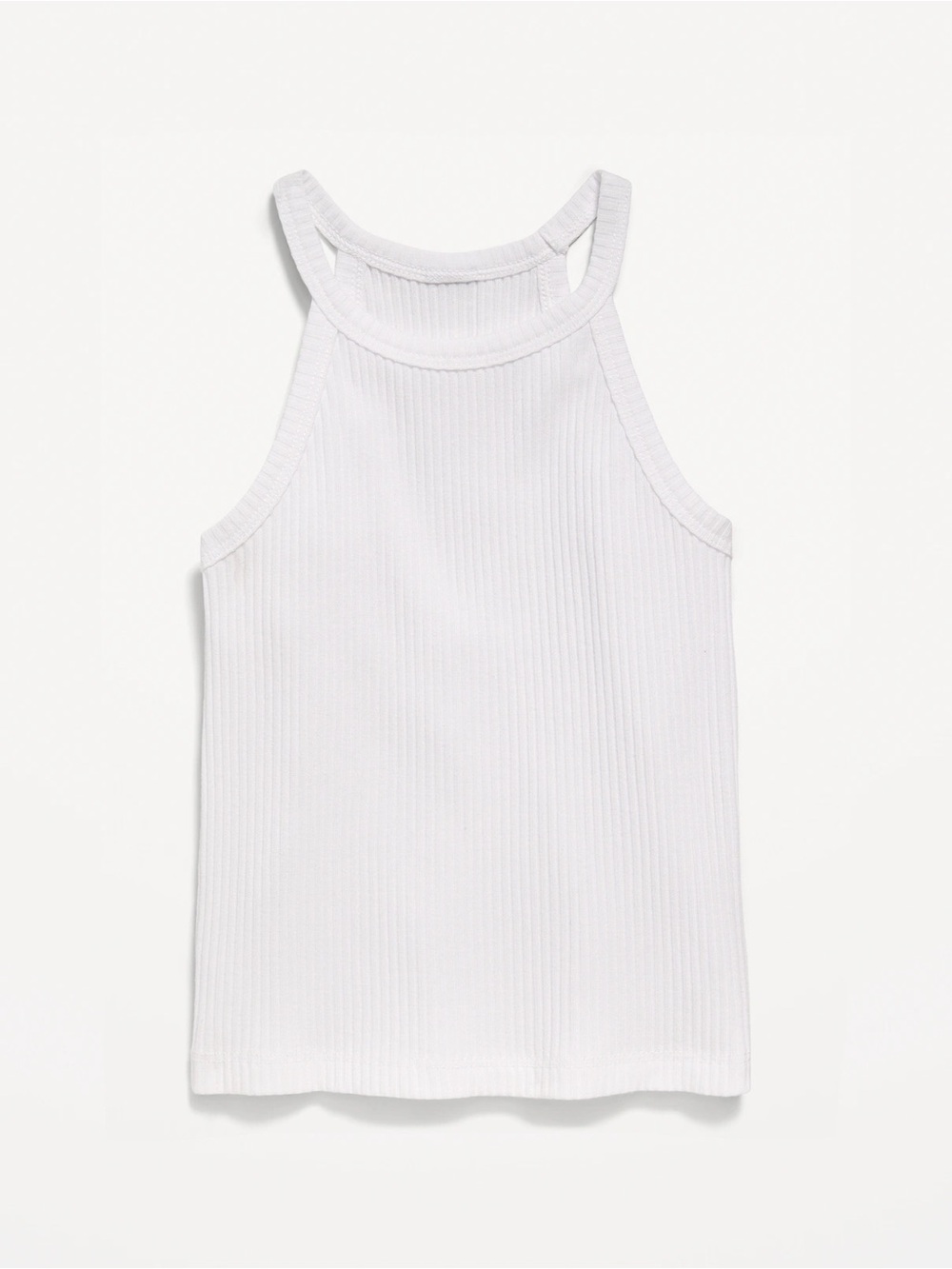 Girl’s White Ribbed Halter Tank Top